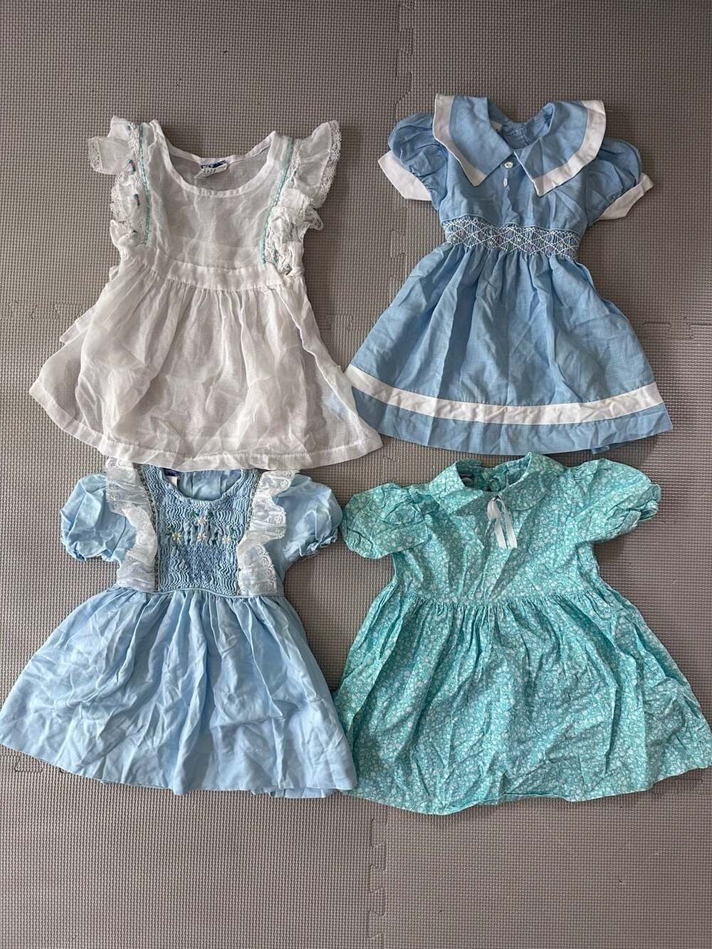 Lot of 4 Vintage Polly Flinders & Princess Anne Smocked Toddler Dresses Size T-3